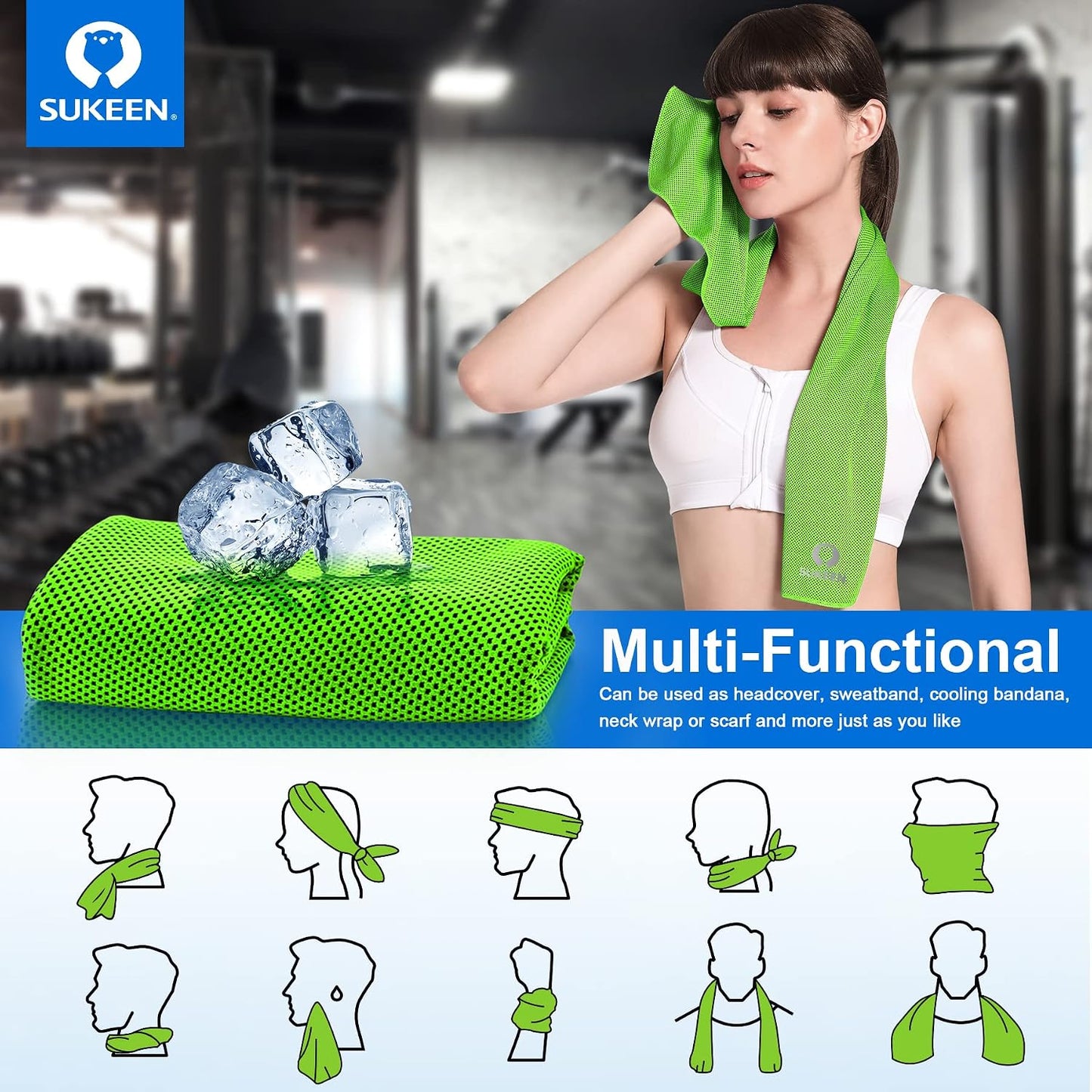 4 Pack Cooling Towels (40"X 12"), Cooling Neck Wraps, Soft Ice Towel